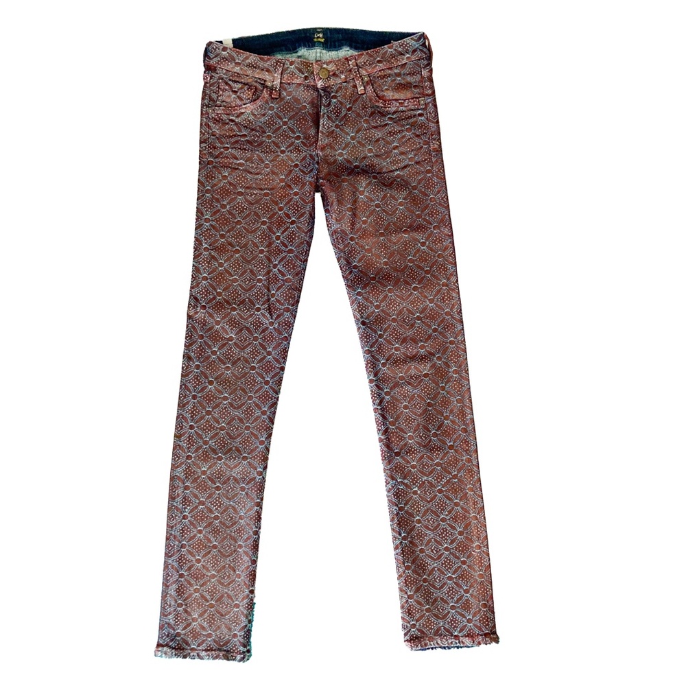 Citizens of Humanity Coated Geometric in Lhasa Red Racer Skinny Jeans 28